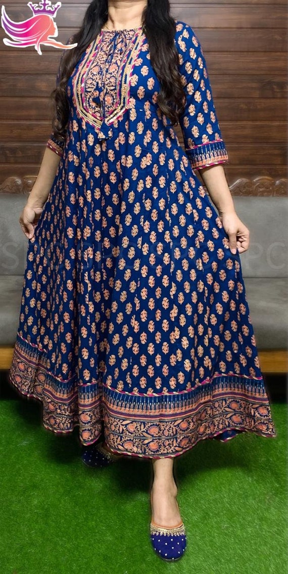 Designer Rayon Kurti Gown Dress for 