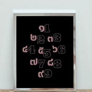 Instant Download | Thai wall art | Asian alphabet print | Thai alphabet print | Thai script art | Learn Thai language | Thai number