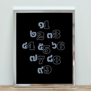 Instant Download | Thai wall art | Asian alphabet print | Thai alphabet print | Thai script art | Learn Thai language | Thai number