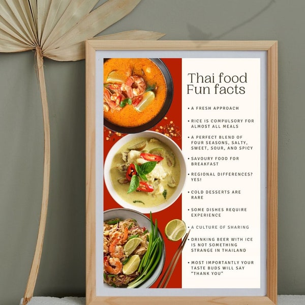 Thai food Poster Print | Kitchen wall art | Asian food print | Thai food lovers | Thai food fun facts | Spicy food lovers