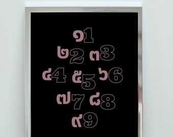 Instant Download | Thai wall art | Asian alphabet print | Thai alphabet print | Thai script art | Learn Thai language | Thai number