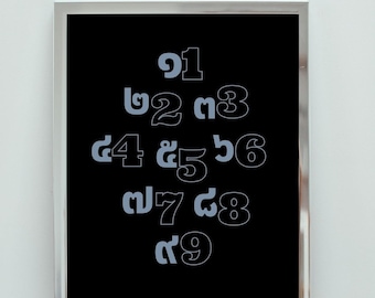 Instant Download | Thai wall art | Asian alphabet print | Thai alphabet print | Thai script art | Learn Thai language | Thai number