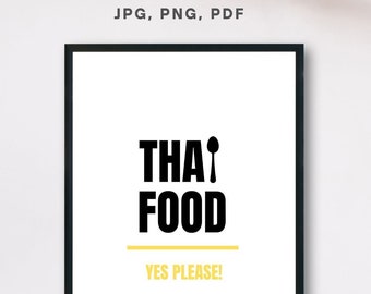Instant Download | Thai wall art | Thai restaurant | Kitchen wall art | Graphic Thai | Thai food lovers | Chef gifts | Thai street food