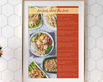 Thai Food Fun Facts Poster | Kitchen Wall Art