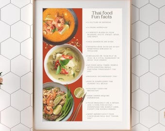 Thai Food Fun Facts Print | Asian Kitchen Wall Art, Culture Decor