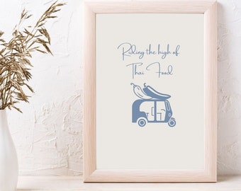 Thai food, Poster Print | Thai food print | Kitchen wall art | Asian food print | Thai food lovers | Asian food print | Tuk Tuk