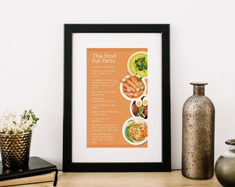 Thai food Poster Print | Kitchen wall art | Asian food print | Thai food lovers | Thai food fun facts | Spicy food lovers