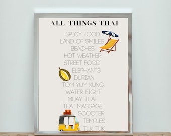 All things Thai Poster Print | Thai culture | Thai ways | Amazing Thailand | Beautiful Thailand | I am Thai
