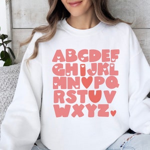 insegnare agli innamorati, alfabeto di San Valentino, felpa di San Valentino per insegnanti, abc ti amo, insegnante di San Valentino in formato SVG, ti amo png, abc I