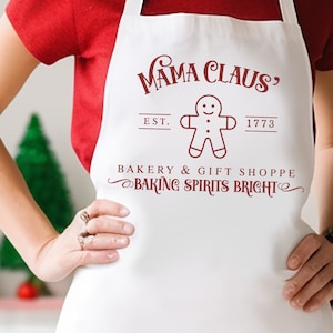 mama claus svg, weihnachtsschürze svg, weihnachtsschürzen für frauen, mrs klaus küche, mrs klaus lebkuchenbäckerei, mrs klaus bäckerei svg