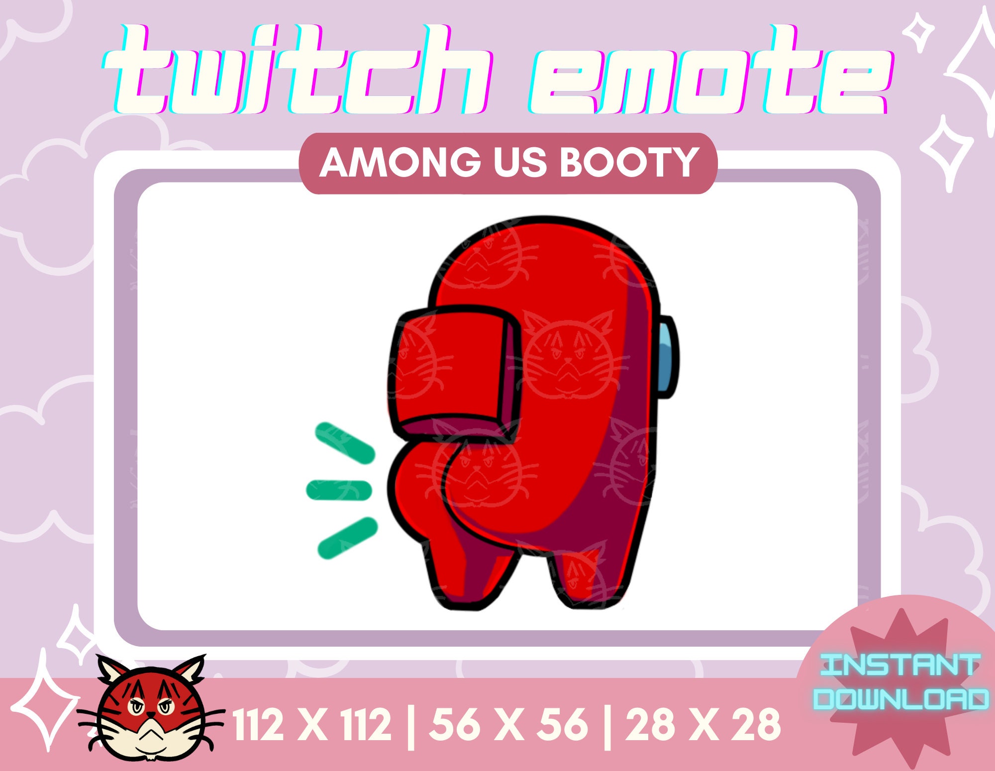 Among Us Sus Booty Twitch Emote | Funny Emotes | /Discord Emote |  Meme Emotes | Twitch Assets | Butt emotes | Streamer Emotes