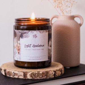 Bookish Candle Light Academia, cadeau boekenliefhebber, boekenplankdecor, leesgrage merchandise voor lezers en schrijvers