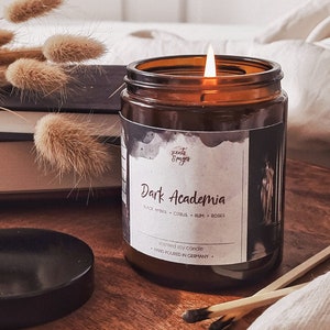 Dark Academia Candle, Bookish Candle geïnspireerd door literatuur, Dark Academia-decorcadeau voor boekenliefhebbers en lezers, leesgrage merchandise
