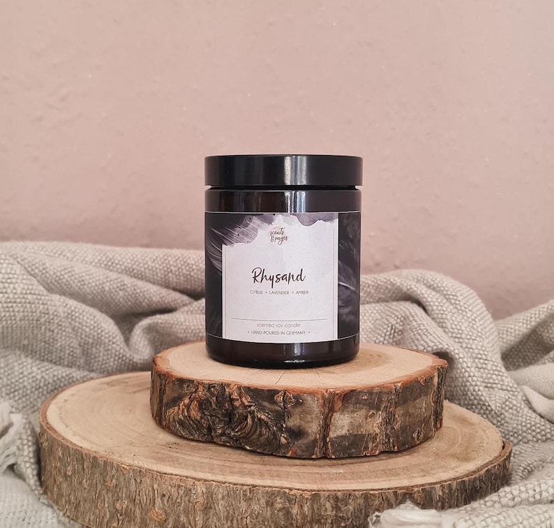 Rhysand Soy Candle, ACOTAR Inspired, Literary Gift for Fantasy Lovers Amber Jar 150g
