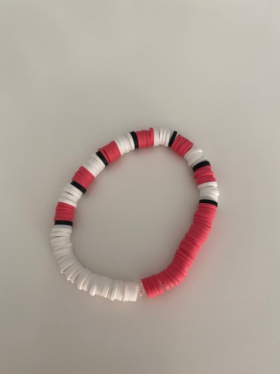 Red, White, and Black Clay Bead Bracelet Kids Size -  Hong Kong
