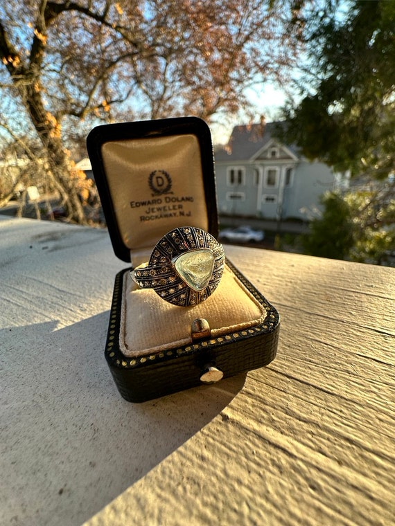 Art Deco Aquamarine and Diamond Ring - image 2