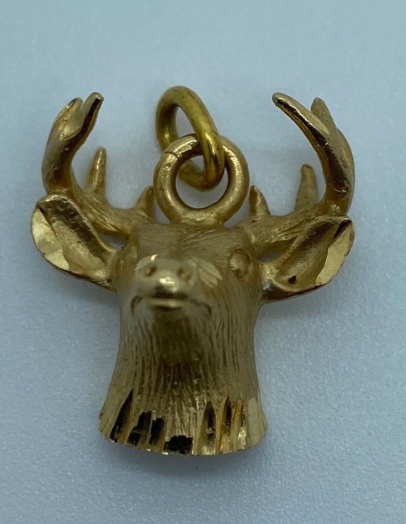 14kt Gold Stag Deer Head Pendant