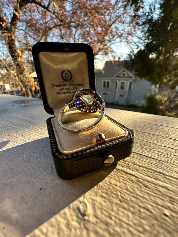 Art Deco Aquamarine and Diamond Ring - image 3