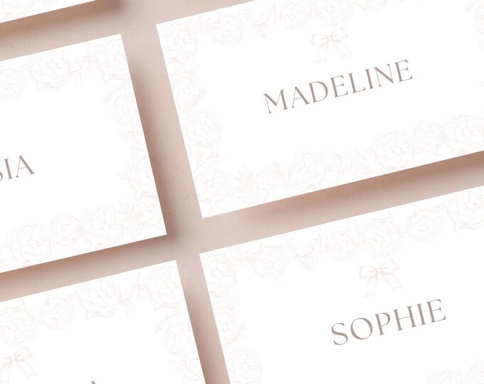 Beige Rose theme Place cards