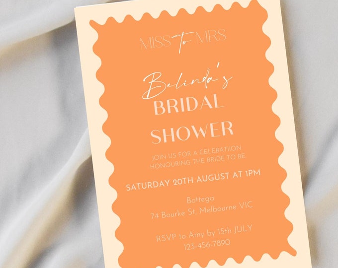 Orange Miss to Mrs Bridal Shower Invitation