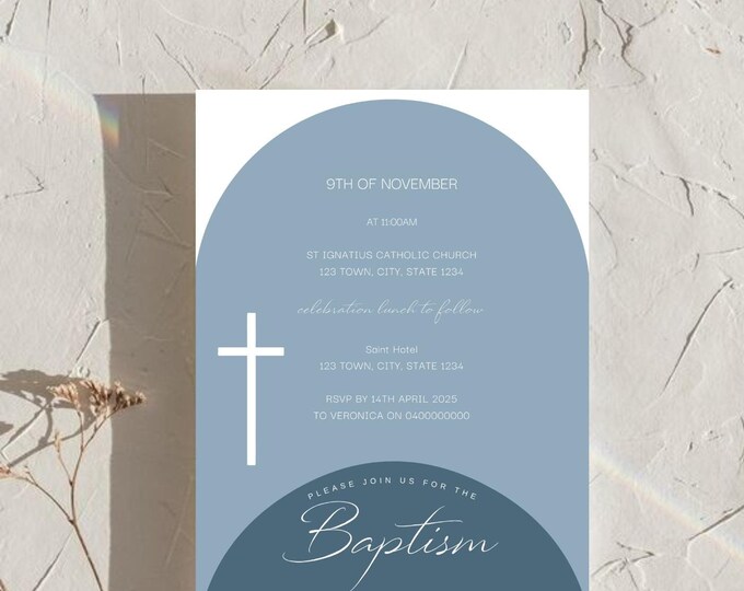 Double Arch Baptism Invitation