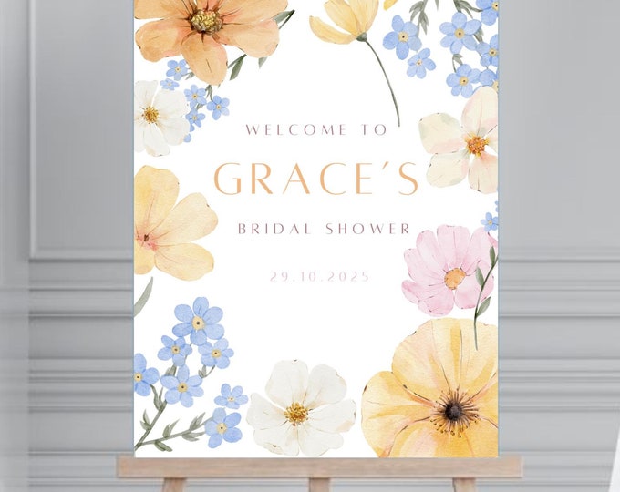 Floral Bridal Shower Welcome Sign