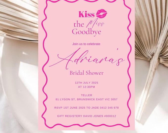 Kiss the Miss Goodbye Bridal Shower Invitation