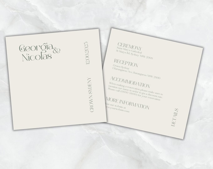 Double Sided Wedding Invitation