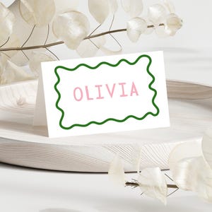 Curvy Place Cards| Colourful names | Wavy Border | Printable Invitation | Digital Template