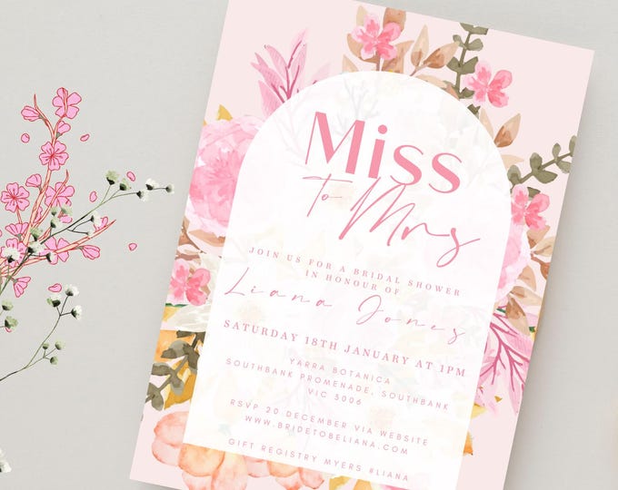 Arch Floral Bridal Shower Invitation