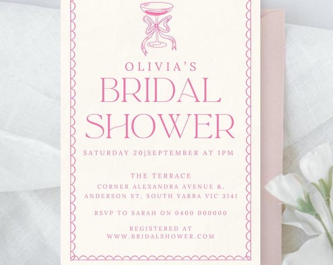 Pink and Cream Bridal Shower Invitation