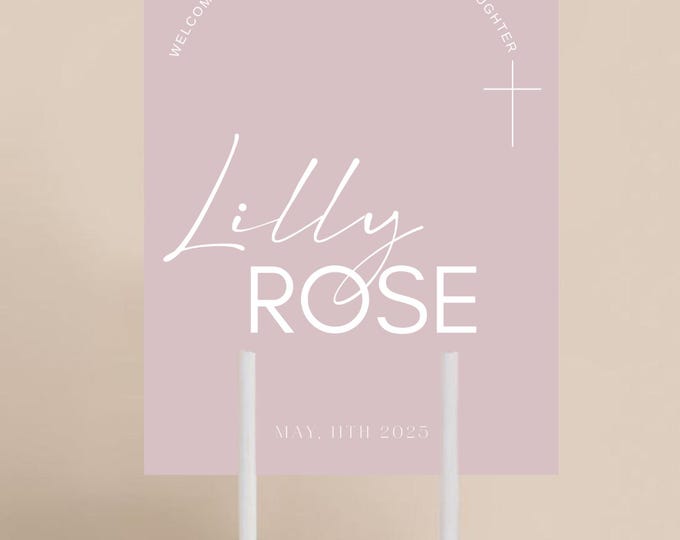 Minimalist Christening Welcome Sign