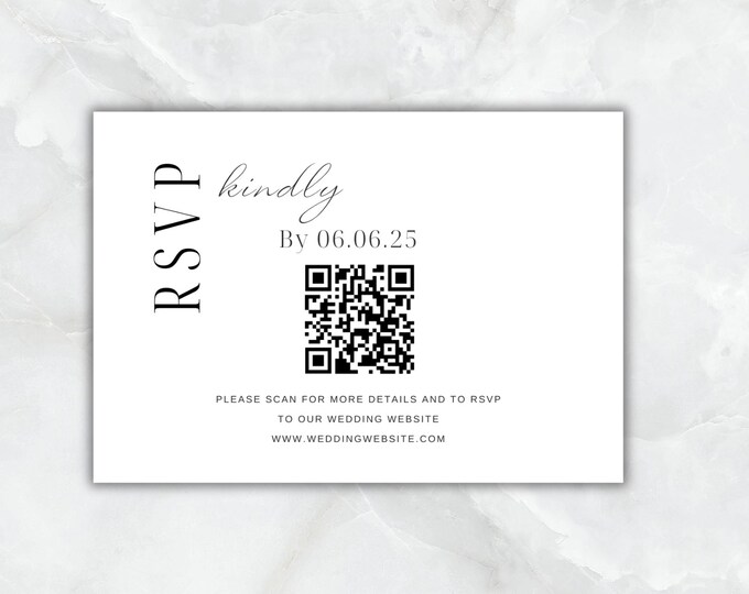 RSVP card template with QR Code