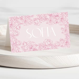 Soft Rose Thema Platzkarten Vorlage | Herunterladen | Bearbeitbare Vorlage