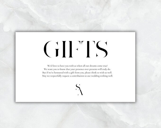Minimalist Wedding Gifts Card