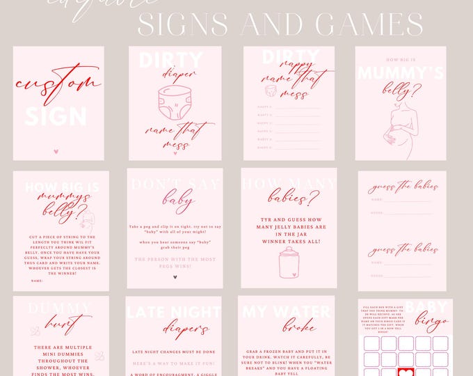 Pink and Red Baby Shower Mega Bundle