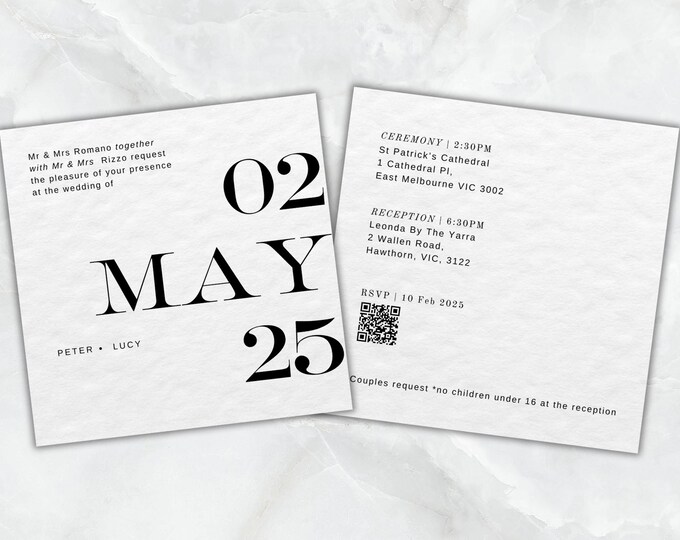 Double Sided Squared Wedding Invitation