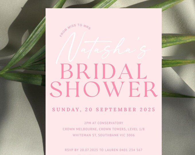 Bridal Shower Pink Invitation | Miss to Mrs