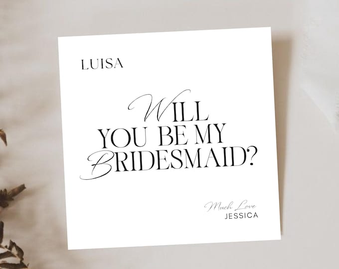 Bridesmaid Proposal Card | Will You Be My Bridesmaid? | Black and White Minimal Card | Maid Of Honour Card | Will You Be My Flower Girl Card