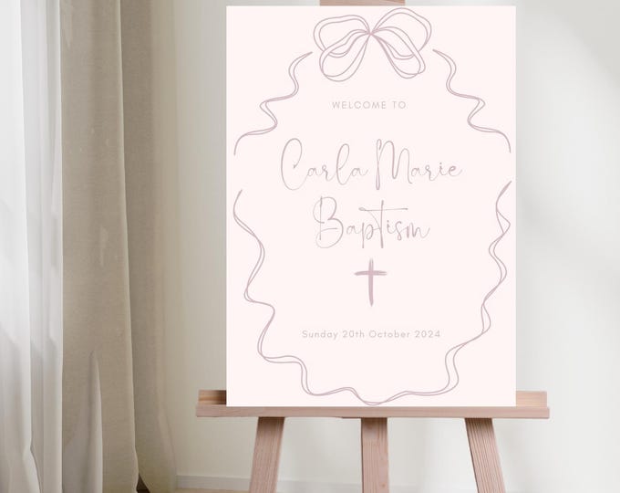 Nude Tones Ribbon and Bow Welcome Sign