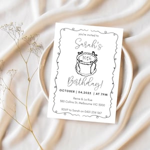 Hand Drawn Invitation | 30th Birthday Party Invite | Doodle Invitation for 21st, 20th, 40th, 50th Birthday | Any Age Invitation