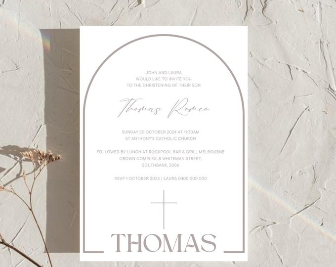 Modern Christening boy Invitation