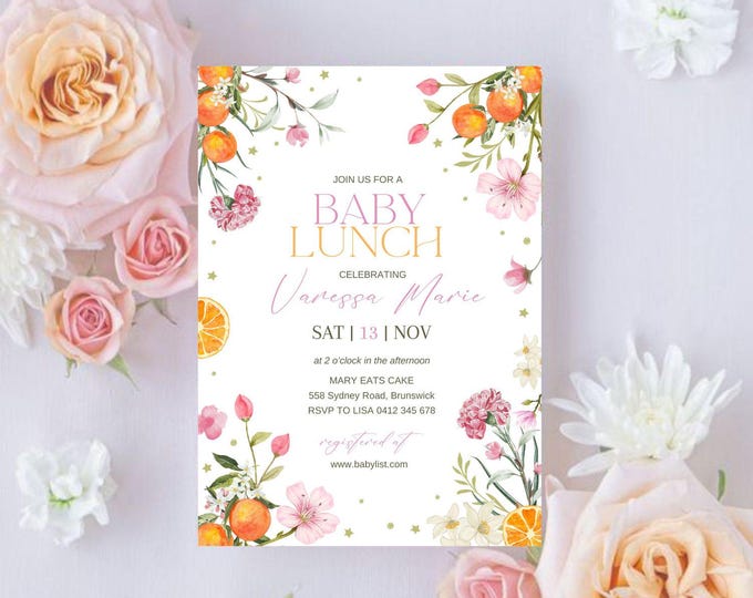 Citrus Baby Shower Lunch Invitation