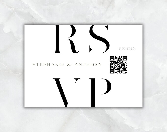 RSVP card template with QR code