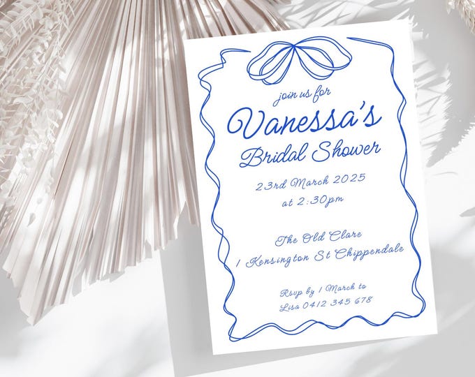 Bridal Shower Invitation with wavy bow border