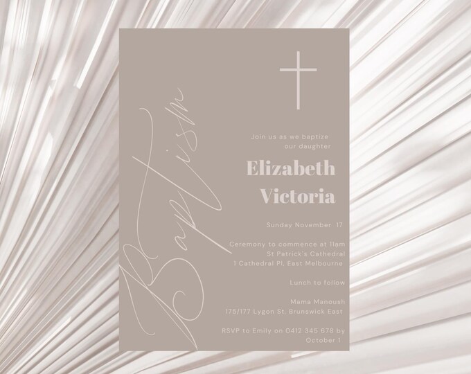 Modern Elegant Script Gender Neutral Invitation
