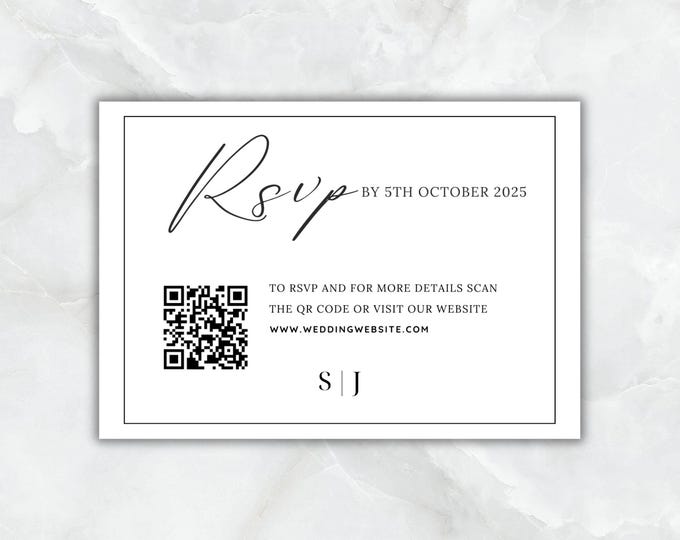 RSVP card  | monogram RSVP with QR code