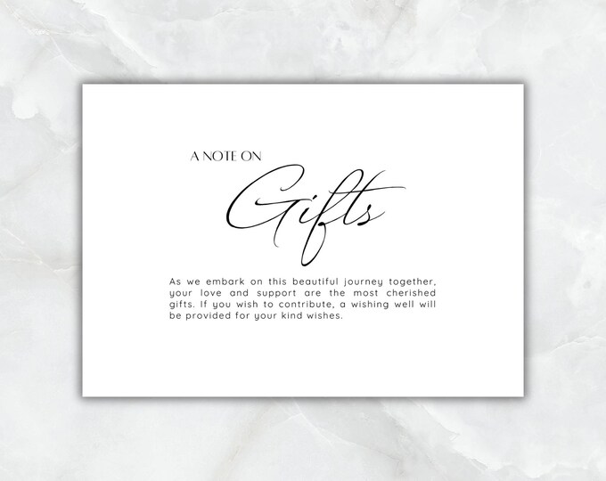 Minimalist Wedding Gifts Card