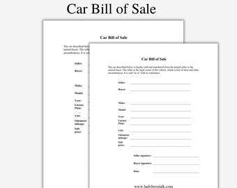 bill of sale etsy australia