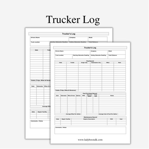 Trucker Log Logs for Truckers Trucking Logs Truck Logs - Etsy